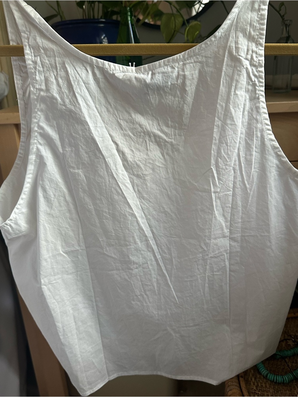 DEIJI STUDIOS White Cotton Tank Top Blouse with Front Tie - Picture 4 of 7